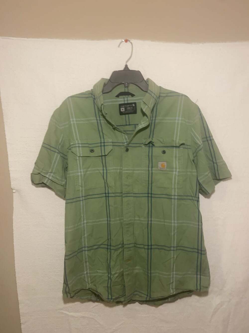 Carhartt Loose Fit Plaid Short Sleeve Button Down Shirt Size M
